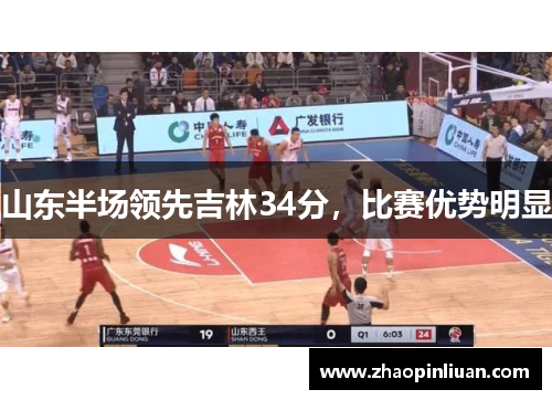 山东半场领先吉林34分，比赛优势明显